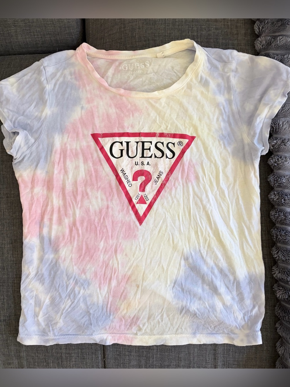 GUESS Short Sleeve Tie-Dye Logo Tee -shirt